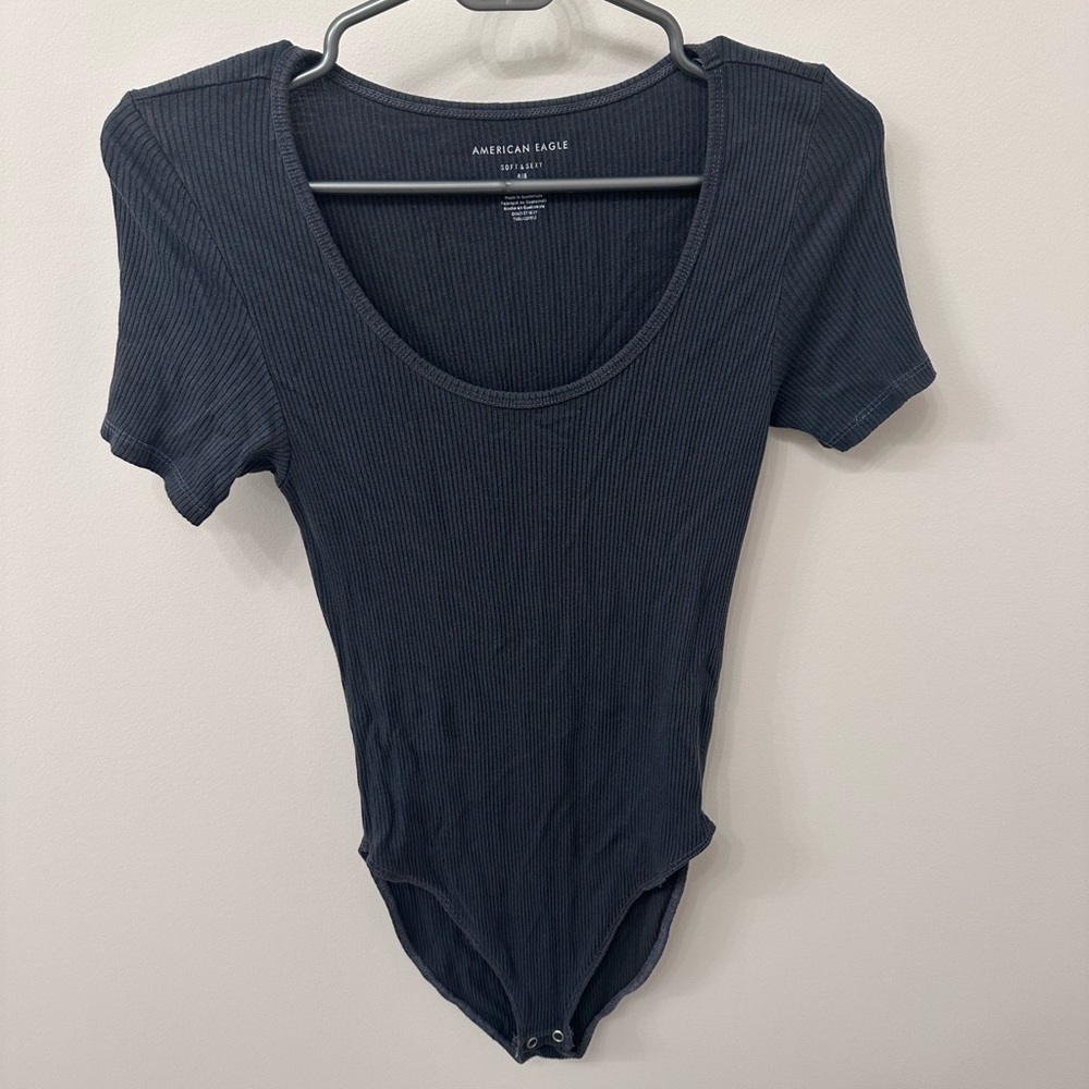 American Eagle Outfitters Navy Ribbed Bodysuit Small